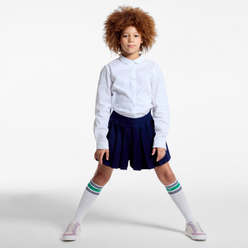 قميص أبيض سادة بياقة بيتر بان للفتيات